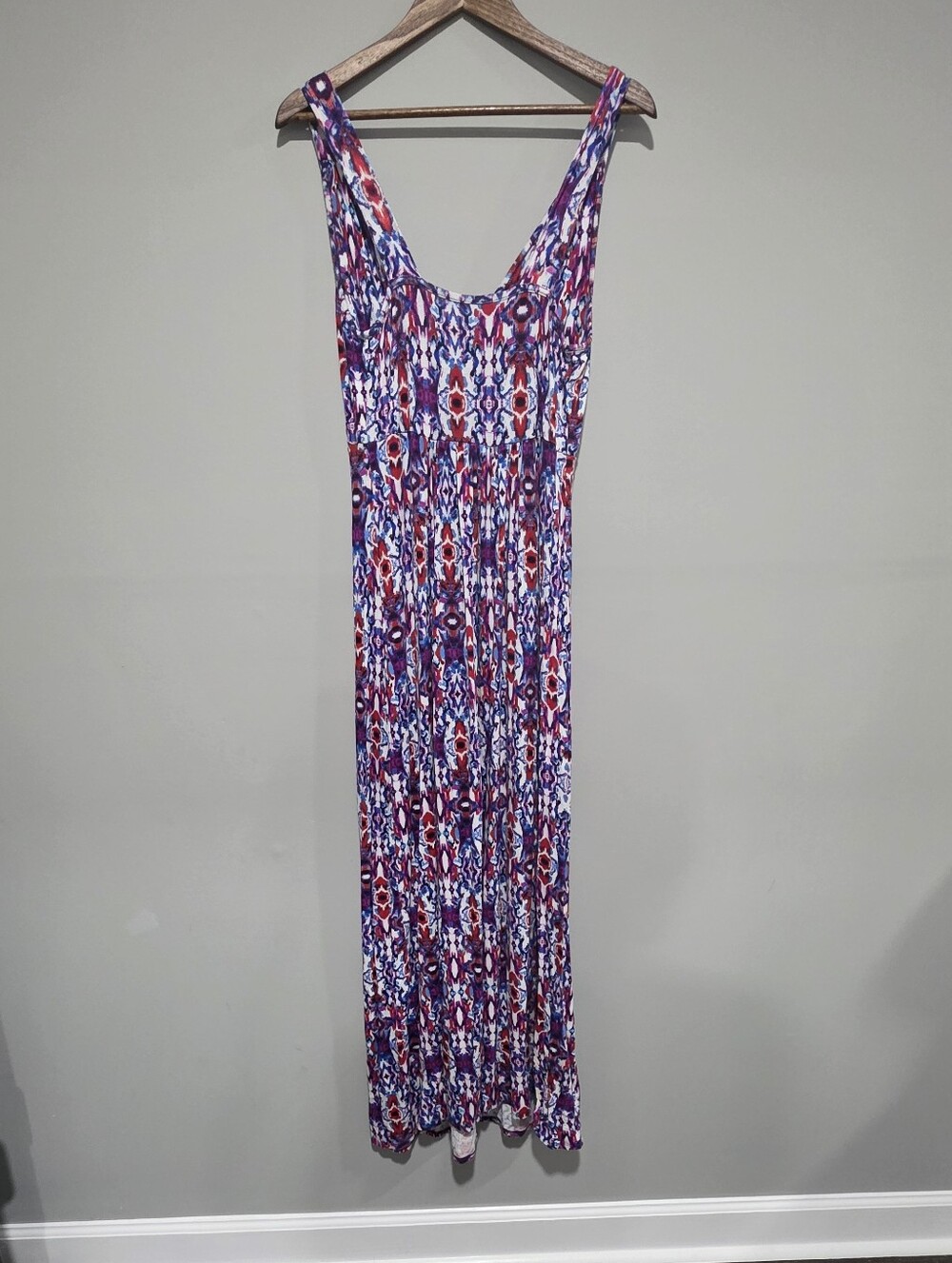 Loveappella Purple & Red Printed Sleeveless Maxi Dress Vacation Vacation Beach